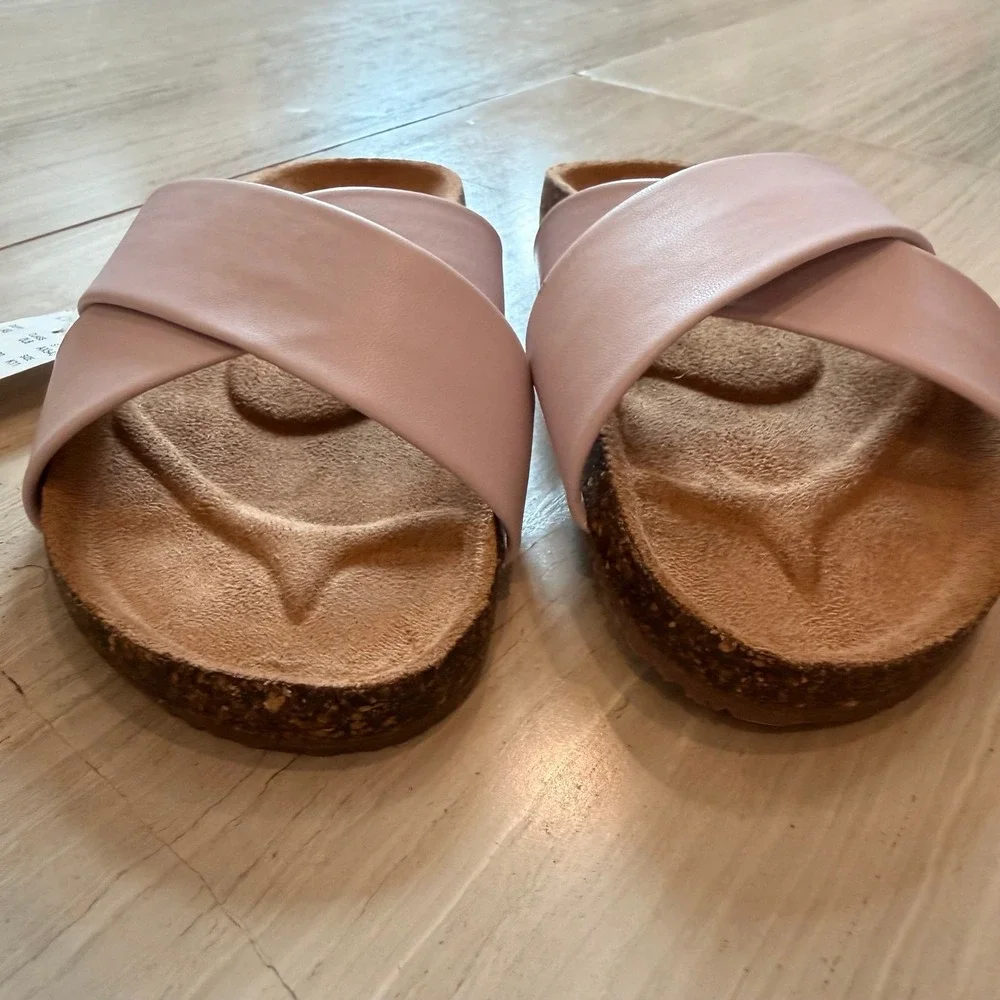 J.Crew Crewcuts Cross‎ Strap Comfy Slide Sandals Cork Trip Violet Dust AX540 K11